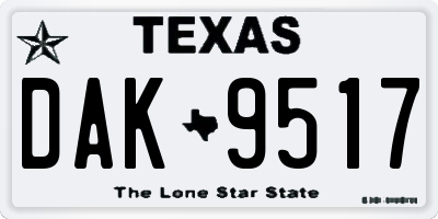 TX license plate DAK9517