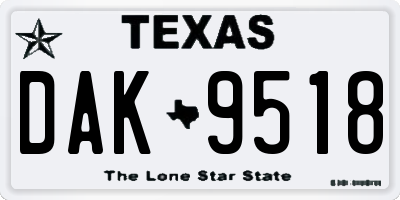 TX license plate DAK9518