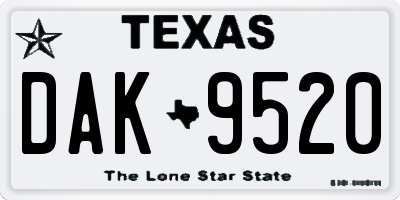 TX license plate DAK9520
