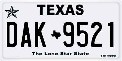 TX license plate DAK9521