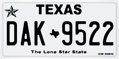 TX license plate DAK9522