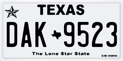TX license plate DAK9523