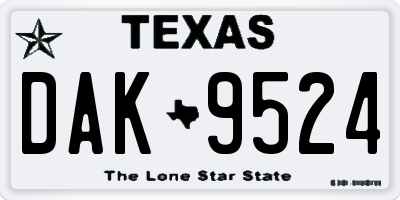TX license plate DAK9524