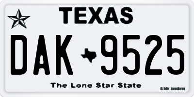 TX license plate DAK9525