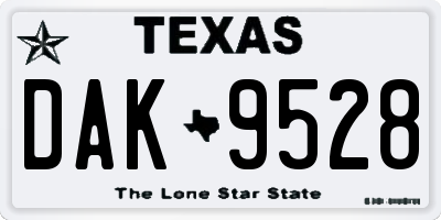 TX license plate DAK9528