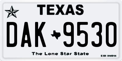 TX license plate DAK9530