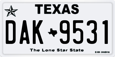 TX license plate DAK9531