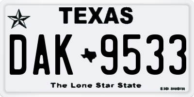 TX license plate DAK9533