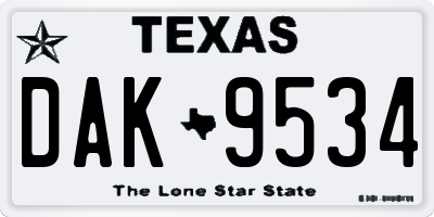 TX license plate DAK9534