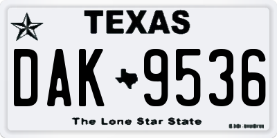TX license plate DAK9536