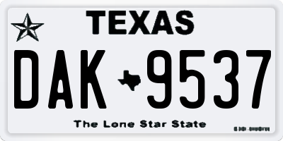 TX license plate DAK9537