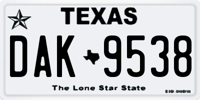 TX license plate DAK9538