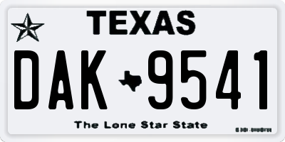 TX license plate DAK9541