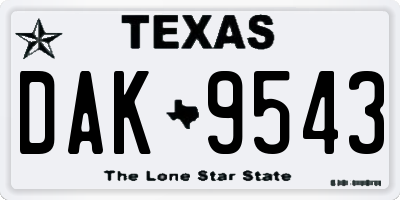 TX license plate DAK9543