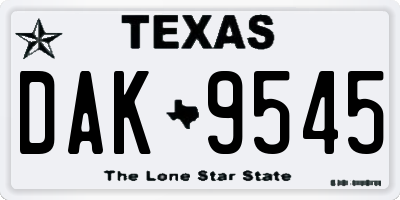 TX license plate DAK9545