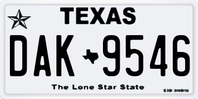 TX license plate DAK9546