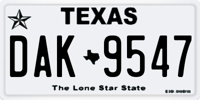 TX license plate DAK9547