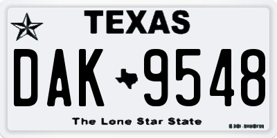TX license plate DAK9548