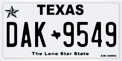 TX license plate DAK9549