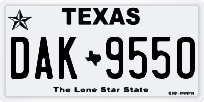TX license plate DAK9550