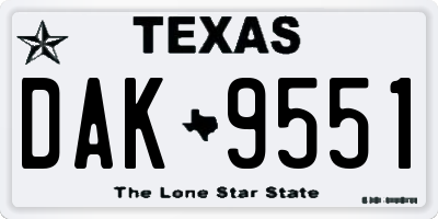 TX license plate DAK9551