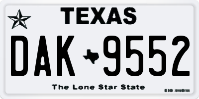 TX license plate DAK9552