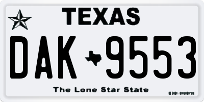 TX license plate DAK9553