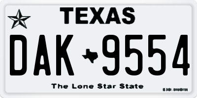 TX license plate DAK9554