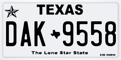 TX license plate DAK9558