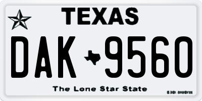 TX license plate DAK9560