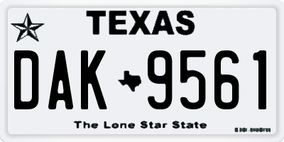 TX license plate DAK9561