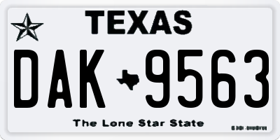 TX license plate DAK9563