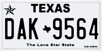 TX license plate DAK9564