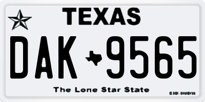 TX license plate DAK9565