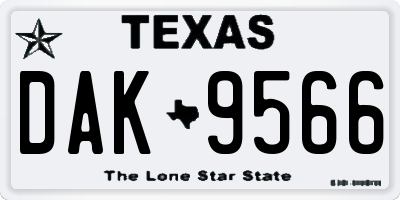 TX license plate DAK9566