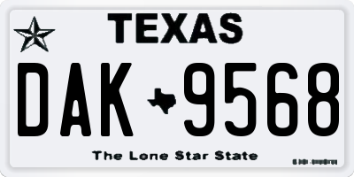 TX license plate DAK9568