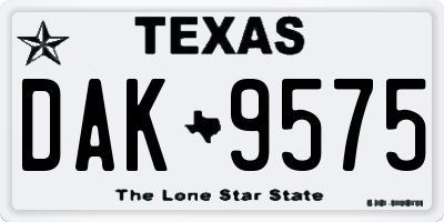 TX license plate DAK9575