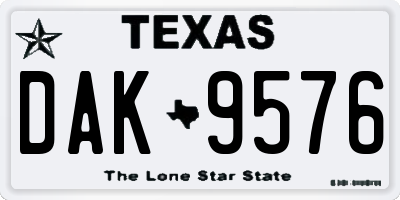 TX license plate DAK9576