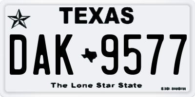 TX license plate DAK9577