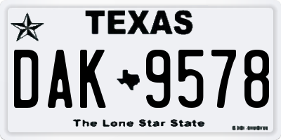 TX license plate DAK9578