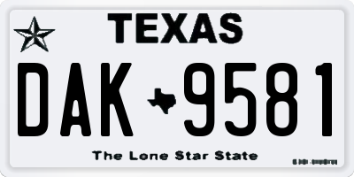 TX license plate DAK9581