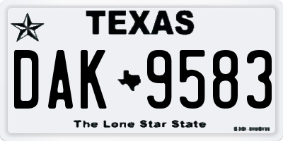 TX license plate DAK9583