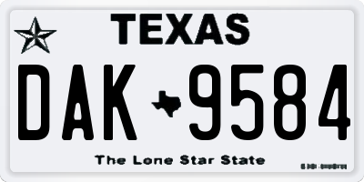 TX license plate DAK9584