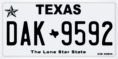 TX license plate DAK9592