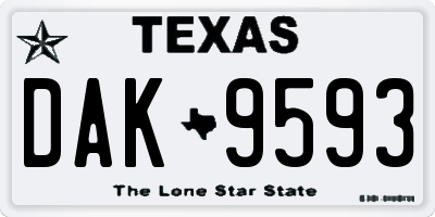 TX license plate DAK9593