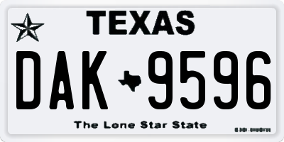 TX license plate DAK9596