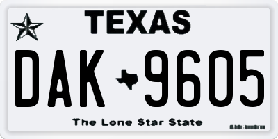 TX license plate DAK9605