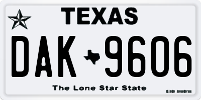 TX license plate DAK9606