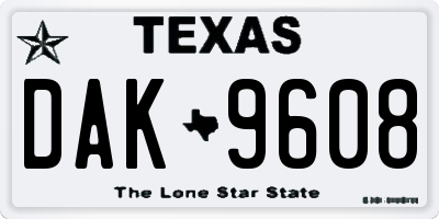 TX license plate DAK9608