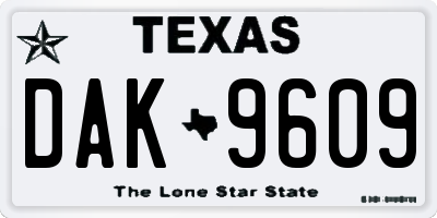 TX license plate DAK9609